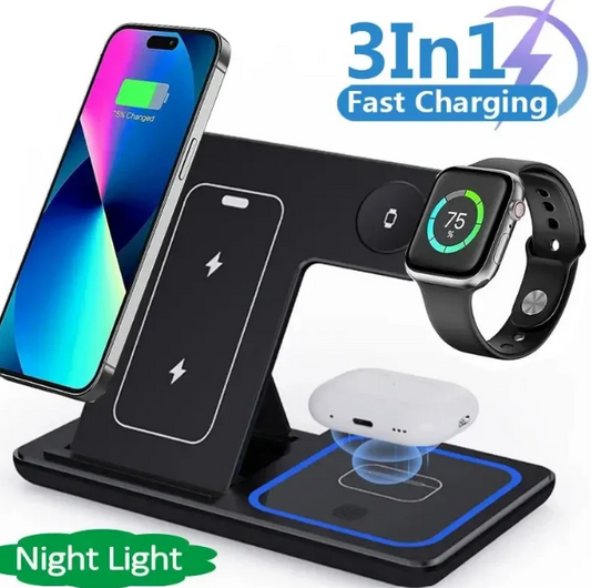 NovaTech 15W 3 In 1 Foldable Fast Wireless Charger